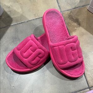 Ugg Pink PlushSlide Slippers Size 7
